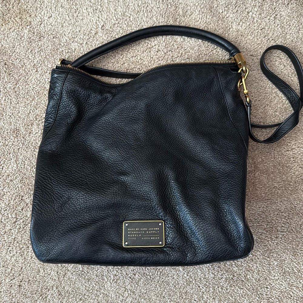 Marc Jacobs Black Leather Large Hobo Crossbody